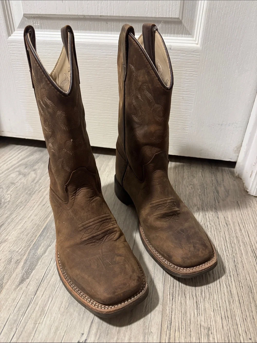 Cody James Brown Leather Western Pull-On Cowboy Boots